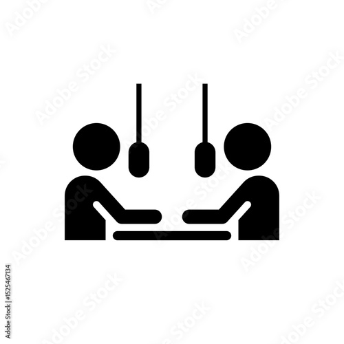
podcast interview recording session clip art icon symbol, virtual event, communication concept, content creation, radio broadcasting, recording studio, live streaming, isolated vector illustration