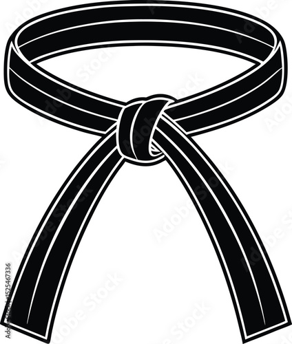 Karate belt icon, martial arts silhouette, taekwondo black belt vector