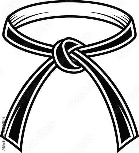 Karate belt icon, martial arts silhouette, taekwondo black belt vector