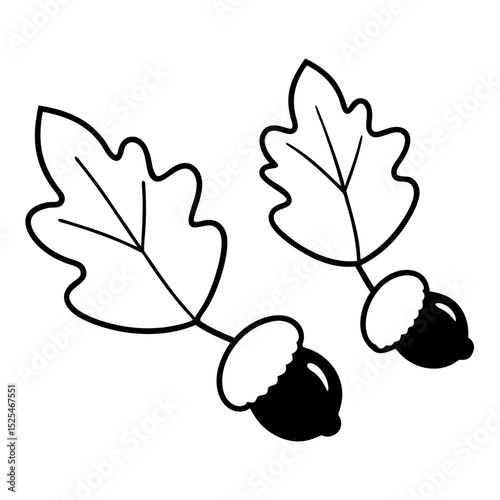 oak branch with acorns