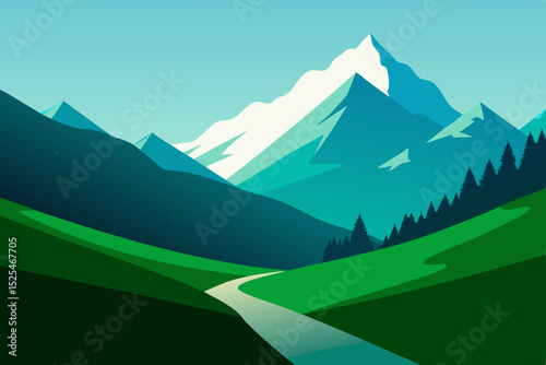 mountain landscape with mountains and clouds