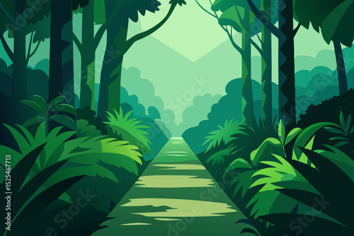 tropical forest with palm trees