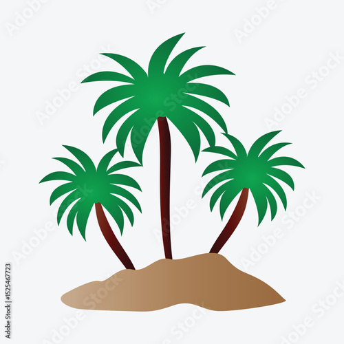 Tropical Palm Trees on Sandy Island Illustration