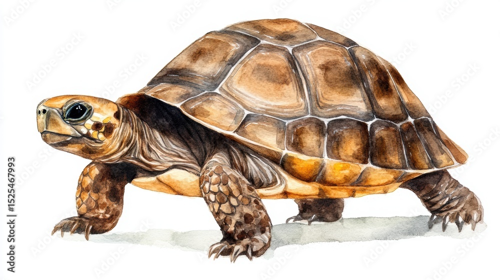 Obraz premium A detailed illustration of a turtle showcasing its unique shell and features, suitable for educational materials, wildlife conservation campaigns, or nature-themed designs,