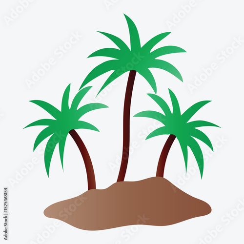 Tropical Palm Trees on Sandy Island Illustration