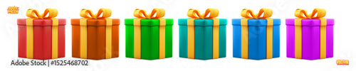Vector set of realistic isolated present gift box on white background. Concept of holidays like Happy Birthday, Christmas and New Year.