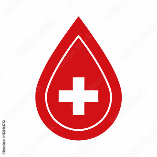 Blood donation vector icon. Red cross icon.