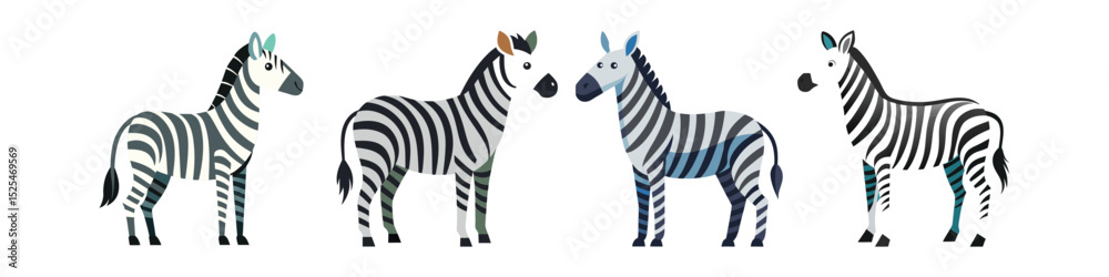 Fototapeta premium Zebra Flat Illustration Simple African Wildlife Animal Vector in Flat Style