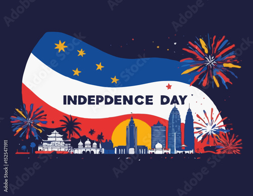 Hari Merdeka, Malaysia Independence Day template, suitable for banner, posters, greetings, social media, etc