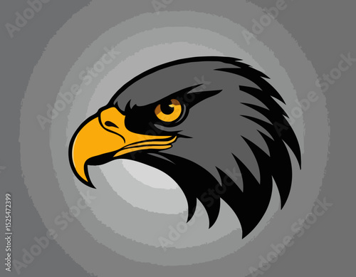 Fierce Eagle Head Vector Illustration, Hawk Head Silhouette, Eagle Head mascot logo, icon