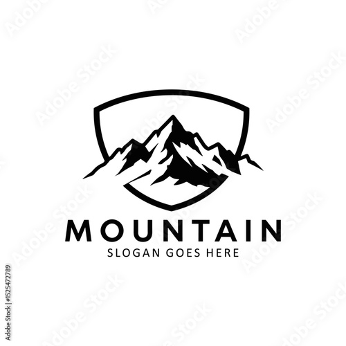 Mountain Landscape Silhouette for Outdoor Travel adventure Vintage logo design