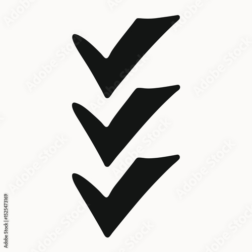 Hand-drawn Checklist Icons Three Black Checkmarks