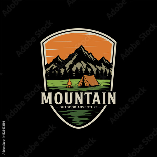 Outdoor mountain adventure logo badges
