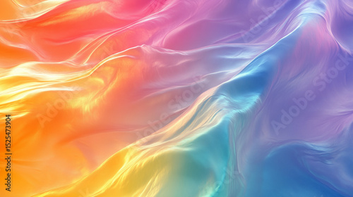 Flowing silky texture in iridescent pastel colors resembling liquid fabric waves.