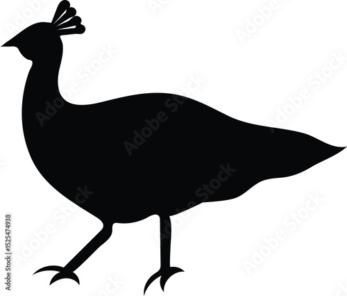 Black Peacock Silhouette Vector Illustration – Elegant Bird Graphic Design