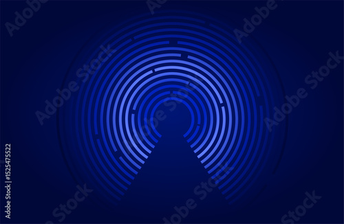 Abstract blue concentric maze design - perfect for art exhibitions