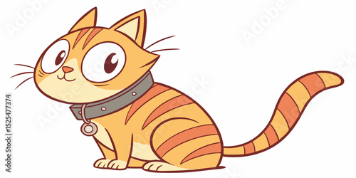 Adorable Orange Tabby Cat Cartoon Mascot Perfect for Pet Brand Logos and Children's Book Illustrations