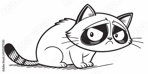 Adorable Grumpy Cat Cartoon Design perfect for kids books stickers logos and branding projects needing a cute yet sassy feline character