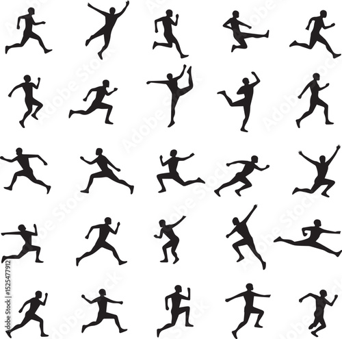 Silhouettes of People Jumping and Leaping in Athletic Poses