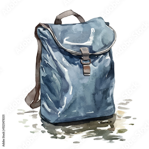 watercolor of Waterproof Bag, vector high quality, isolated on a white background.