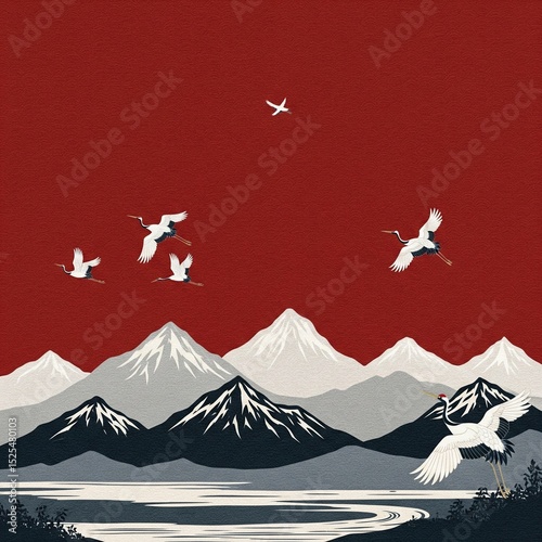  red Japanese background