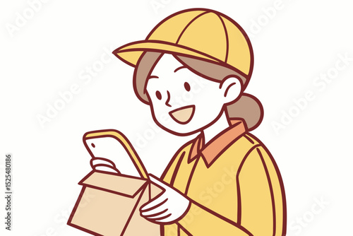 Cartoon delivery person, professional job, delivery service, work activity, illustration design, courier role, business service, work effort, graphic art, job scene