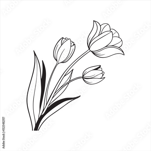 tulip flower minimalist silhouette vector