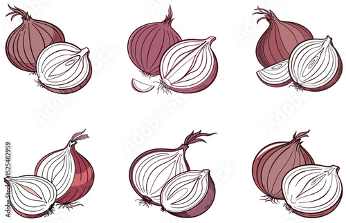 Red Onions Vector Design Fresh and Vibrant Onion Illustration for Culinary, Organic, and Kitchen Themes