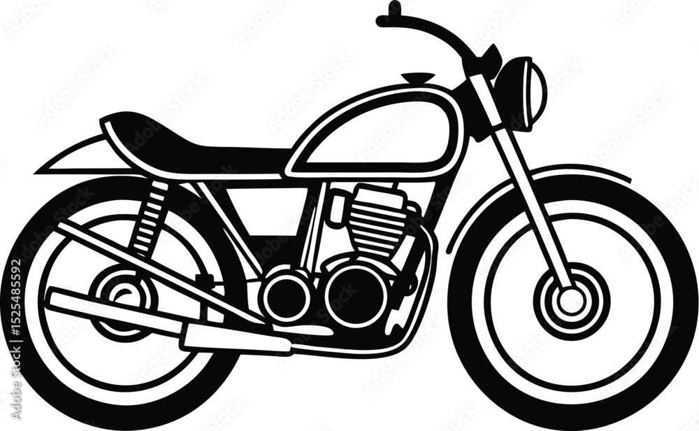 Obraz premium Motorcycle silhouette icon, black and white bike, vector transportation outline