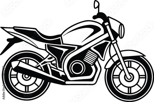 Motorcycle silhouette icon, black and white bike, vector transportation outline