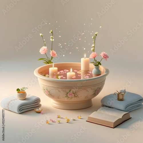 Nice Cozy foot baths with essential oils Isolated