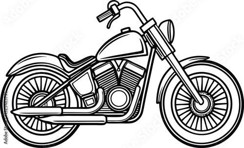 Motorcycle silhouette icon, black and white bike, vector transportation outline