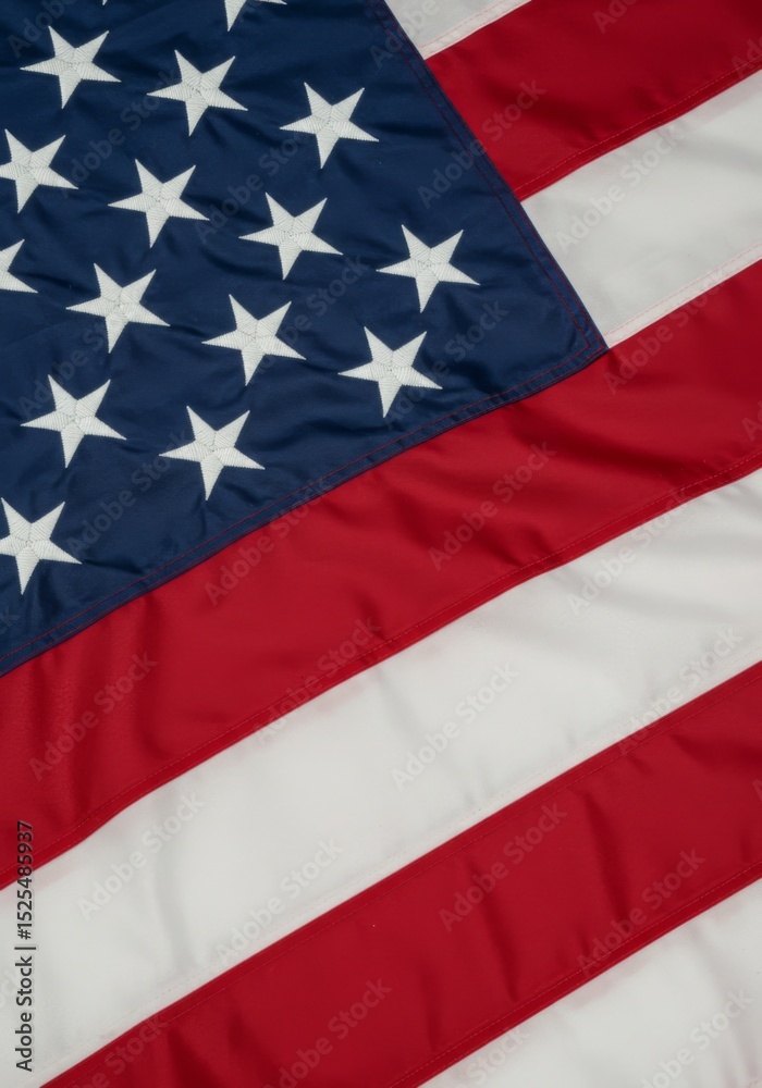 Fototapeta premium Close Up of American Flag Detail Red White Blue Stripes Stars