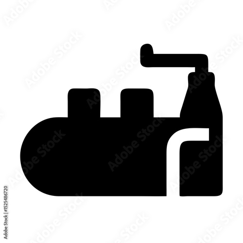 Vintage Soda Fountain Setup With a Glass Bottle and Spout in Retro Design Style