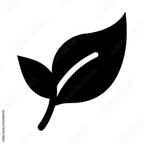 Simplistic Black Leaf Design Representing Nature and Sustainability