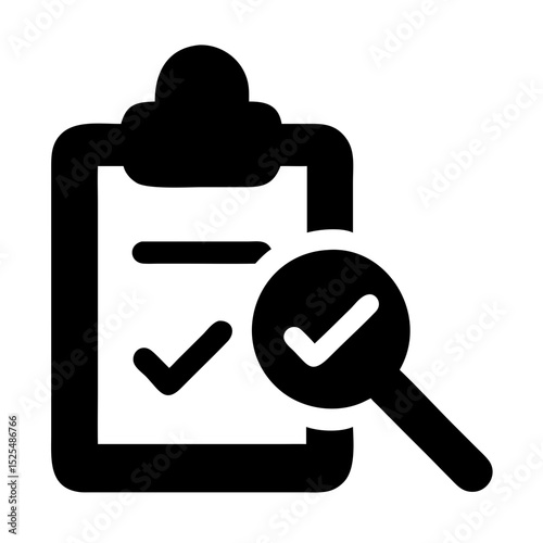 Checklist With Checkmarks and Magnifying Glass for Quality Assurance Tasks