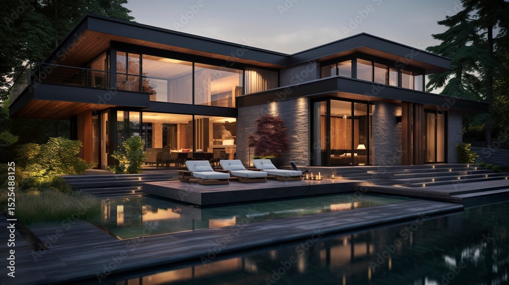 Obraz premium A photo of a modern house with a screen