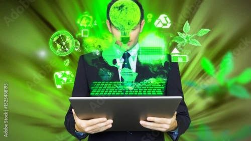 business man holding digital tablet