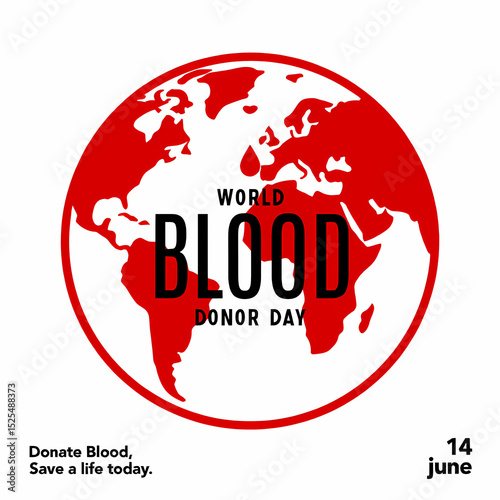 A crimson globe marks world blood donor day, isolated on white background
