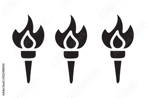Fire torch icons silhouette.03