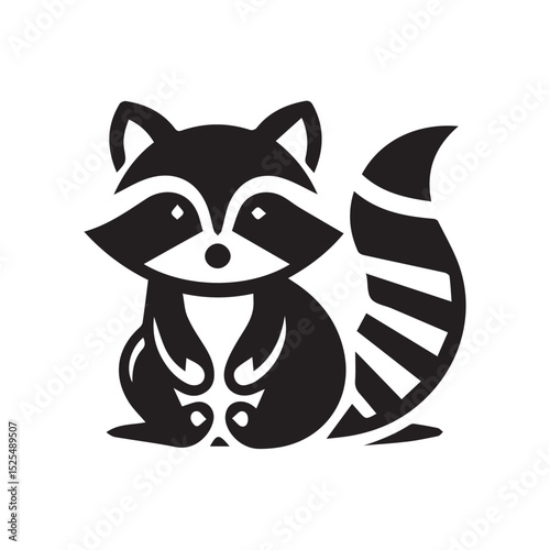 Raccoon silhouette black and white vector icon