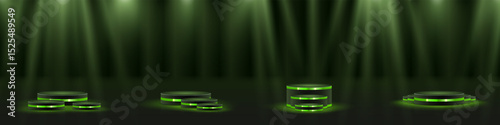 Shining spotlight glows in empty studio room. Soft stage lighting casts elegant beam texture. Luminous projection adds theater-style clarity. Multiple sources build immersive light composition.