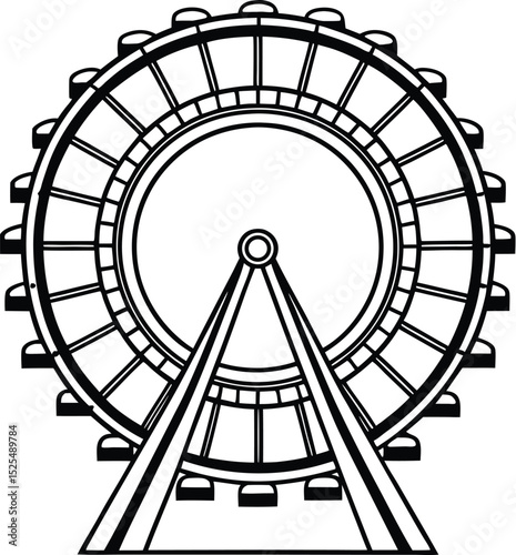 Roller coaster silhouette, amusement ride icon, thin line illustration