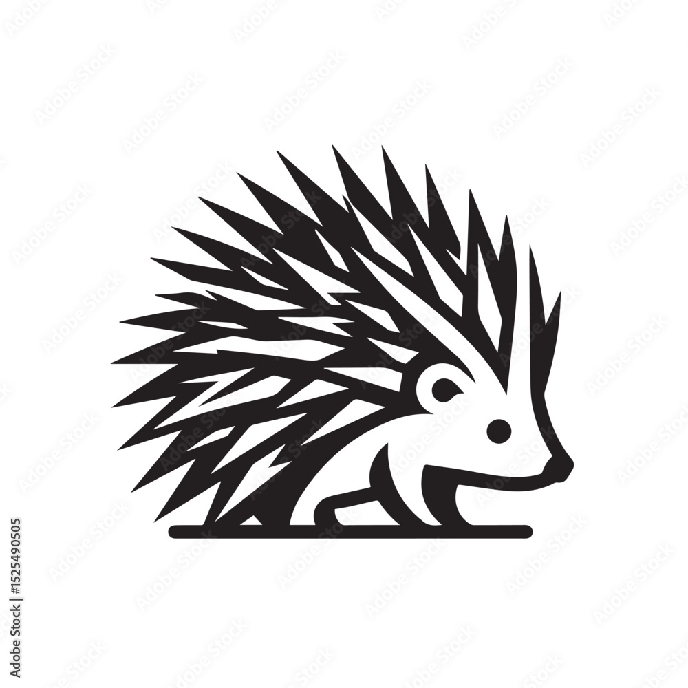 Obraz premium Hedgehog silhouette black and white vector icon