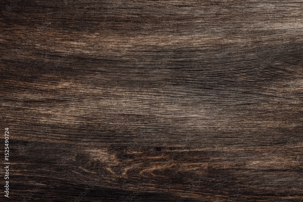 Fototapeta premium Dark brown wooden texture with natural grain and rustic patterns, ideal as a background or surface layer for design, presentation, or product display in digital and print formats