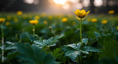 Field of wildflowers or foliage close-up. Capture bright spring blooms or fall leaves: for example, a single bloom or leaf in sharp focus (vertical macro) against a blurred natural background, or a ho