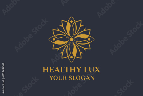 Luxury Health and Fitness Center Mandala Flower Lotus Logo Design Template