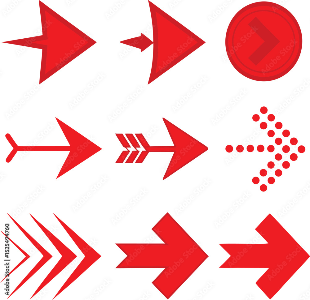 Red arrows icon set vector