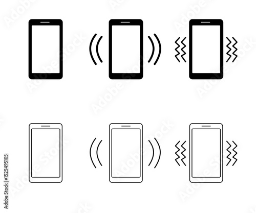 Phone black icon isolated on white background, vibration, sound, ringing, No mobile phone, no smartphone. no sign. no smartphone allowed icon. Vector illustration.