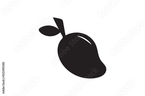 Mango fruit vector silhouette on white background.02